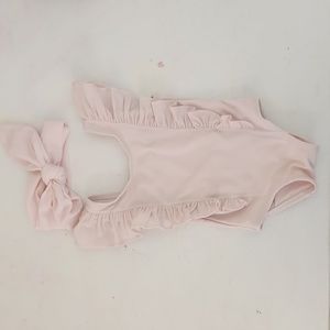 Pink Baby Swimsuit with matching bow